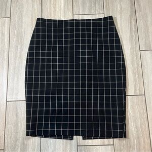 Express Black White Textured Windowpane Plaid Stretch Short Pencil Skirt Size 6